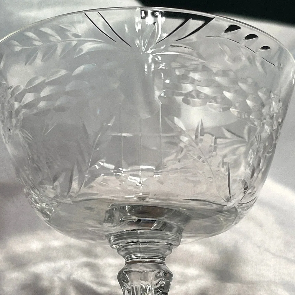 Vintage Heisey Crystal Tall Champagne Coupe Sherbet Glasses Set of 2 Clear 6in
